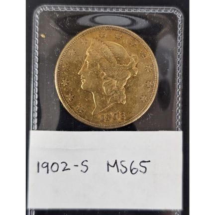 1902-S Liberty Head $20 Gold Double Eagle Coin wit