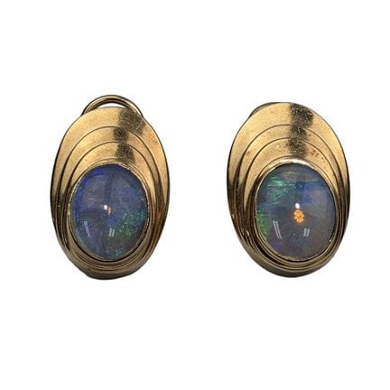 Pair of 14K Gold & Opal Vintage Earrings. Please N