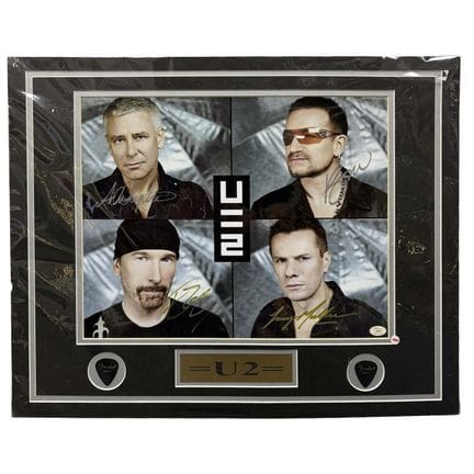 Autographed Photo Collage of U2 Rock Band w/ Signa