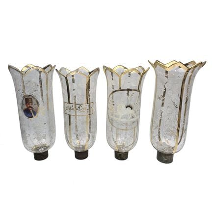 Lot of 4 Antique Persian-Style Bohemian Clear Enam