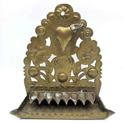 Judaica Antique Dutch Brass Hanukkah Menorah Oil L