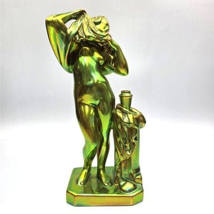 Zsolnay Hungary Iridescent Green Gold Iosin Figure