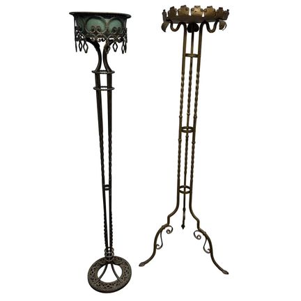Lot of 2 Antique Early 20th Century Wrought Iron F