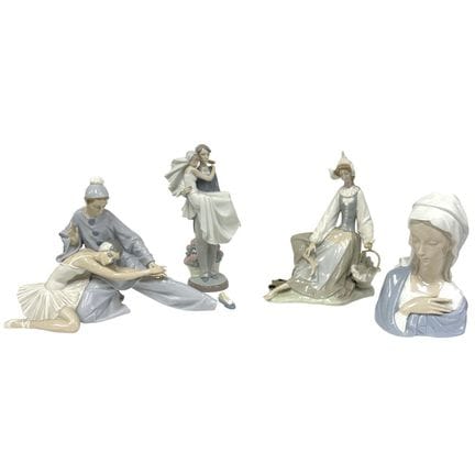 Lladro Lot of 4 Vintage Porcelain Figures. All Ful