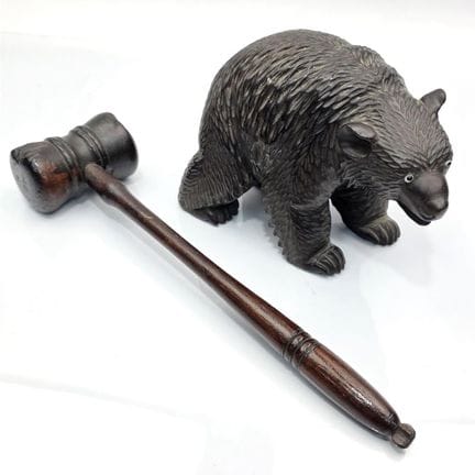 Lot of 2 Antique Carved Wood Items Including a Gri