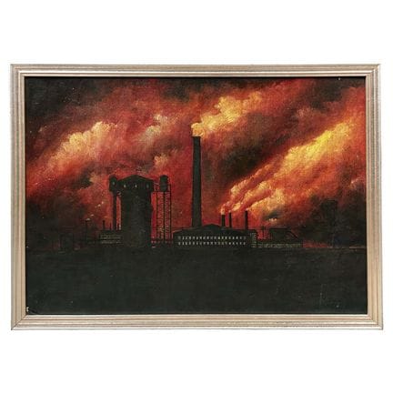 Painting Oil on Board "Smoke Filled Skies" In Orig