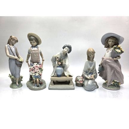 Lladro Lot of 5 Vintage Porcelain Figures All w/ F