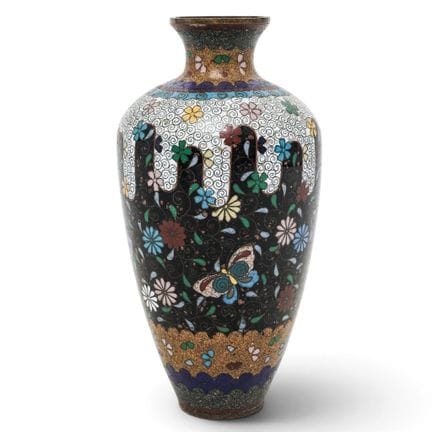 Antike japanische Cloisonné-Blumenvase, Anfang des
