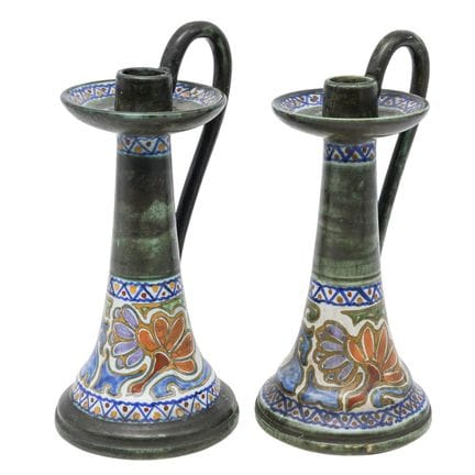 Paire de bougeoirs en céramique « Crocus » de Goud