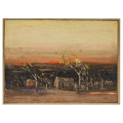 多梅尼科·拉扎里尼（意大利，1920-1987）《暮色风景》 布面油画 1972年，意大利 艺术家/
