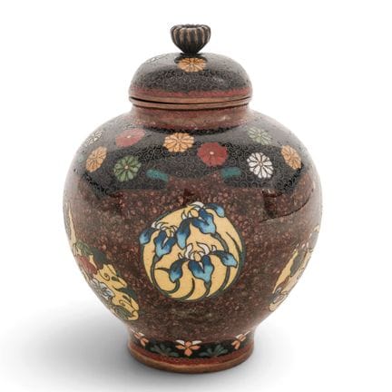 Antike japanische Ingwerdose mit Cloisonné-Verzier