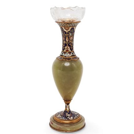 Antike französische Vase aus grünem Onyx und Champ