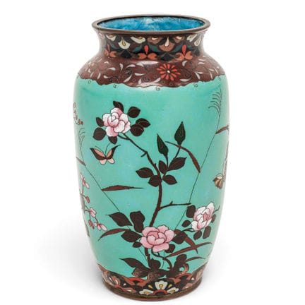 Antike japanische Cloisonné-Emaille-Vase, Ende des