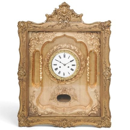 Antique Biedermeier Style Gilt-Wood Encased Wall C