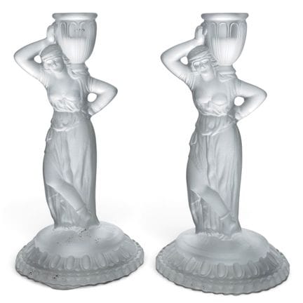Paire de bougeoirs en verre satiné « Rebecca au pu