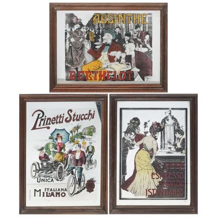 (3 pezzi) Specchi pubblicitari d’epoca, fine XIX s