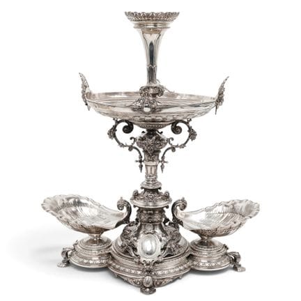 Centre de table victorien canadien en argent, vers