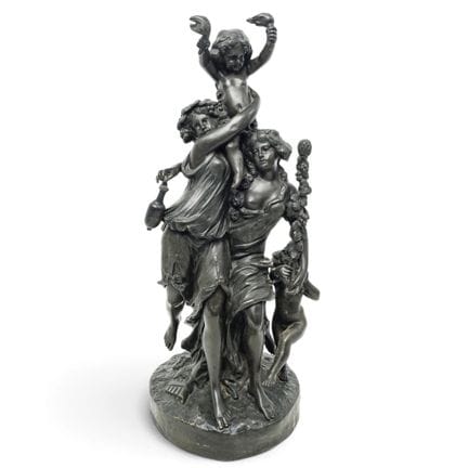 克劳德·米歇尔·克洛迪翁（法国，1738-1814）作品《酒神女信徒与丘比特》青铜雕塑，20世纪，法