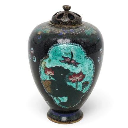 Antiker japanischer Cloisonné-Räuchergefäß mit Dec