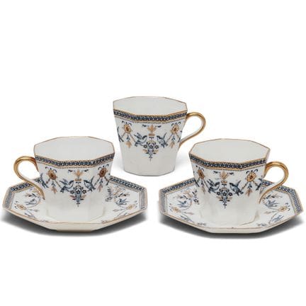 (5-teilig) Antike achteckige Wedgwood-Teetasse und