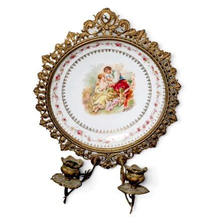 Applique autrichienne en bronze et porcelaine pein