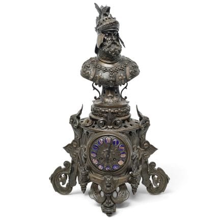 Figurale Bronzekaminuhr von Japy Frères, ca. 1870–