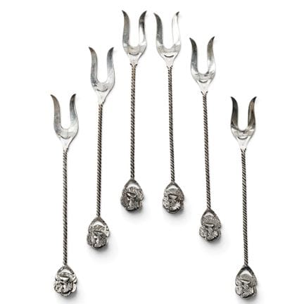 (6 Stück) Vintage-Cocktailgabeln aus Sterlingsilbe