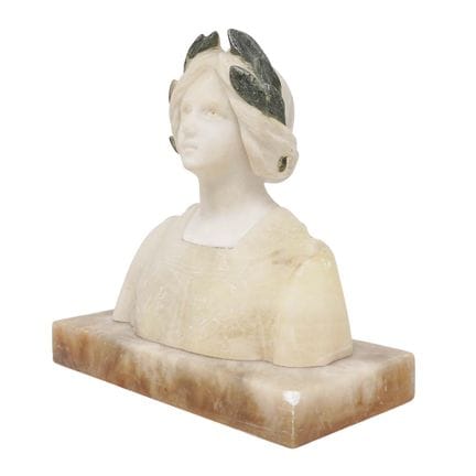 Antique Italian Carved Alabaster Bust Late 19th-ea