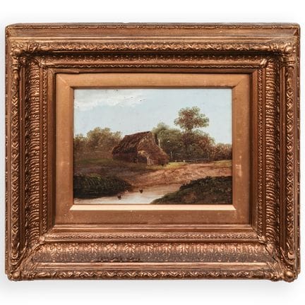 查尔斯·格雷维尔·莫里斯（英国，1861-1922）《农舍风景》 木板油画 19世纪后期，英格兰 艺