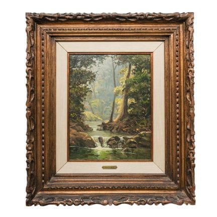 路易斯·平托（巴西，1939-2012）《溪流风景》 布面油画 20世纪后期，巴西 艺术家/设计师/