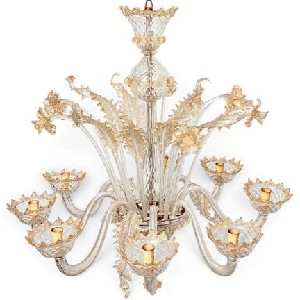 Lustre en verre de Murano à reflets dorés, milieu-