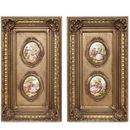一对Sungott Art Studios瓷嵌饰牌，20世纪中叶，美国。艺术家/设计师/制造商：Su