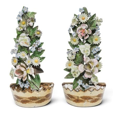 Paire de jardinières vintage françaises en tôle pe