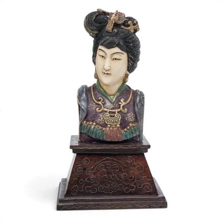 Vintage Chinese Carved Bone & Ceramic Court Lady B