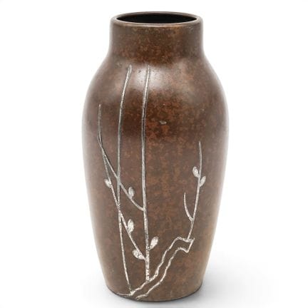 Heintz Arts & Crafts Bronze & Sterling Overlay Vas