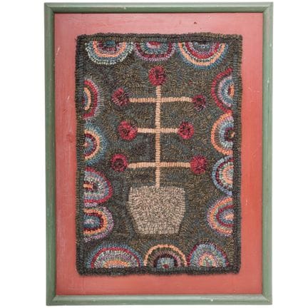 Vintage Wool Hooked Tapestry 20th Century, USA Art