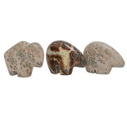 (3 pc) Vintage Zuni Bear & Buffalo Carved Stone Fe