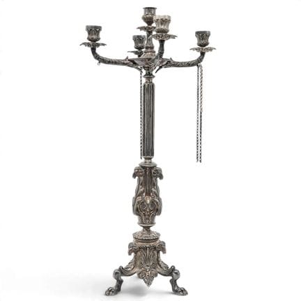 Antique Silver-Plated Ram Head Candelabra late 19t