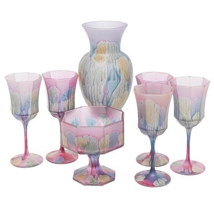 (7 pc) Luminarc France x Reuven Watercolor Glasswa