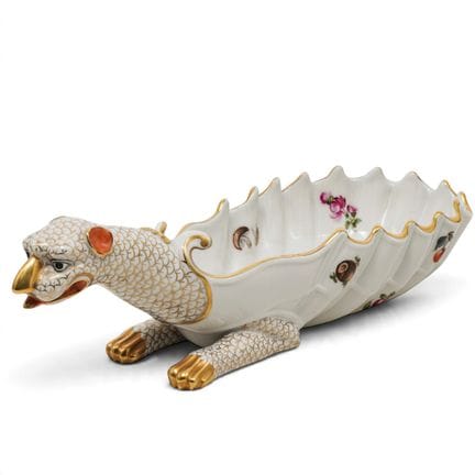 Herend Fruits & Flowers Porcelain Dragon Dish 20th