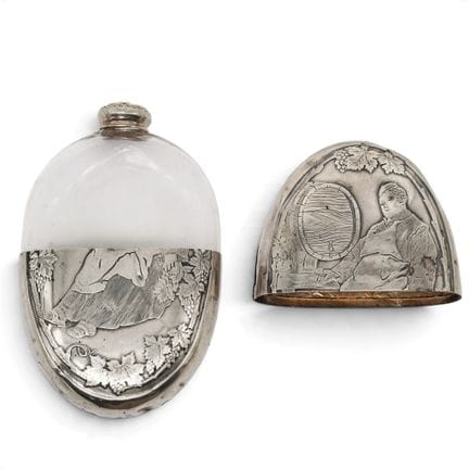Antique Sterling Silver & Glass Flask Late 19th to