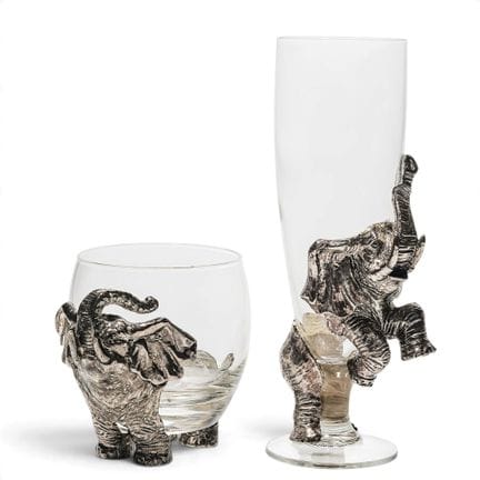 (2 pc) Arthur Court Safari Elephant Glasses Early 