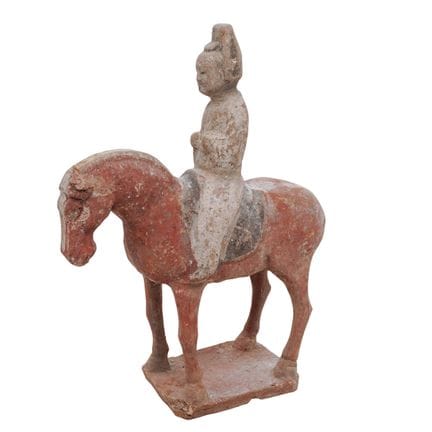 Chinese Tang Dynasty Style Painted Terracotta Hors
