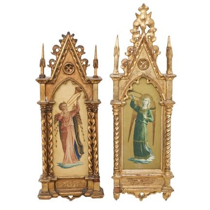 Pair 19th Cent. Manner of Fra Angelico Mixed Media