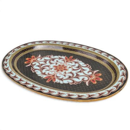 Chinese Oval Cloisonné Enamel Serving Tray 20th ce