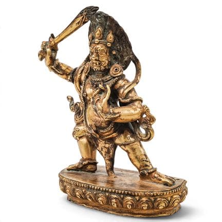 Antike tibetische Buddha-Figur aus vergoldeter Bro