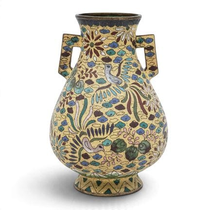 Vintage Chinese Export Cloisonne Enameled Vase 20t