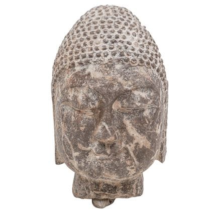 Antique Carved Stone Buddha Head Sculpture 20th ce