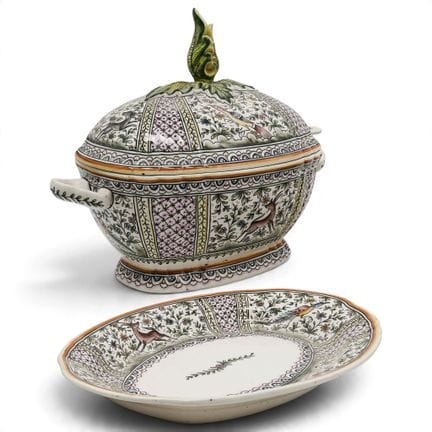 (2 pc) Ceramica Conimbriga Painted Tureen & Underp