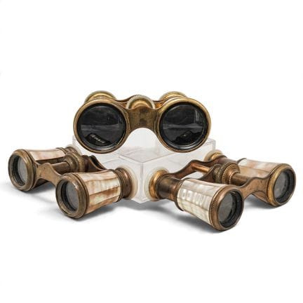 (3pc) 19th Cent. French MOP & Brass Opera Glasses 